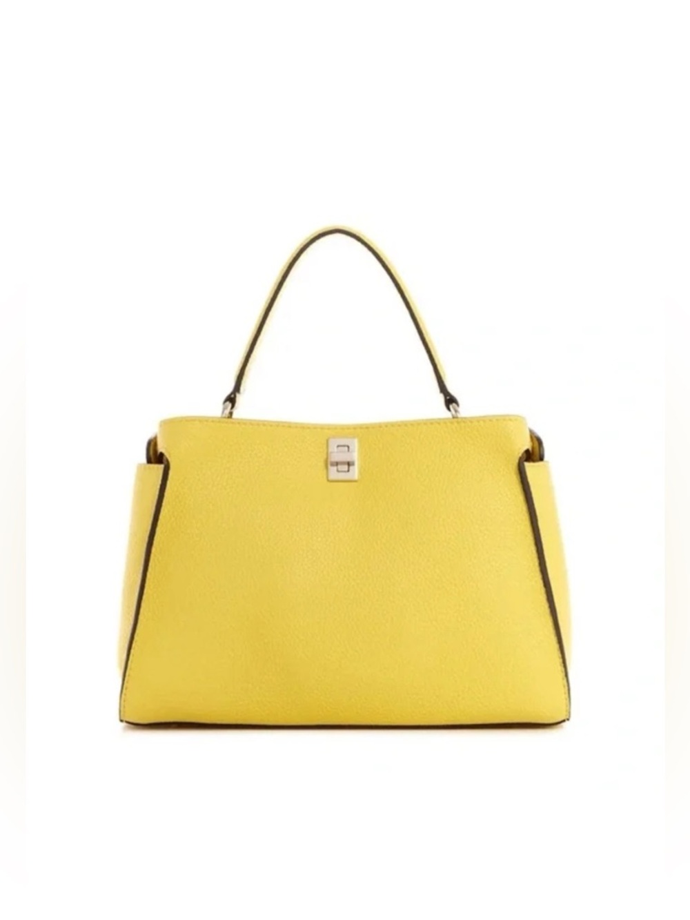 Guess Women's Uptown Chic Large Turnlock Satchel - Yellow *Stained on the back* - Picture 11 of 11